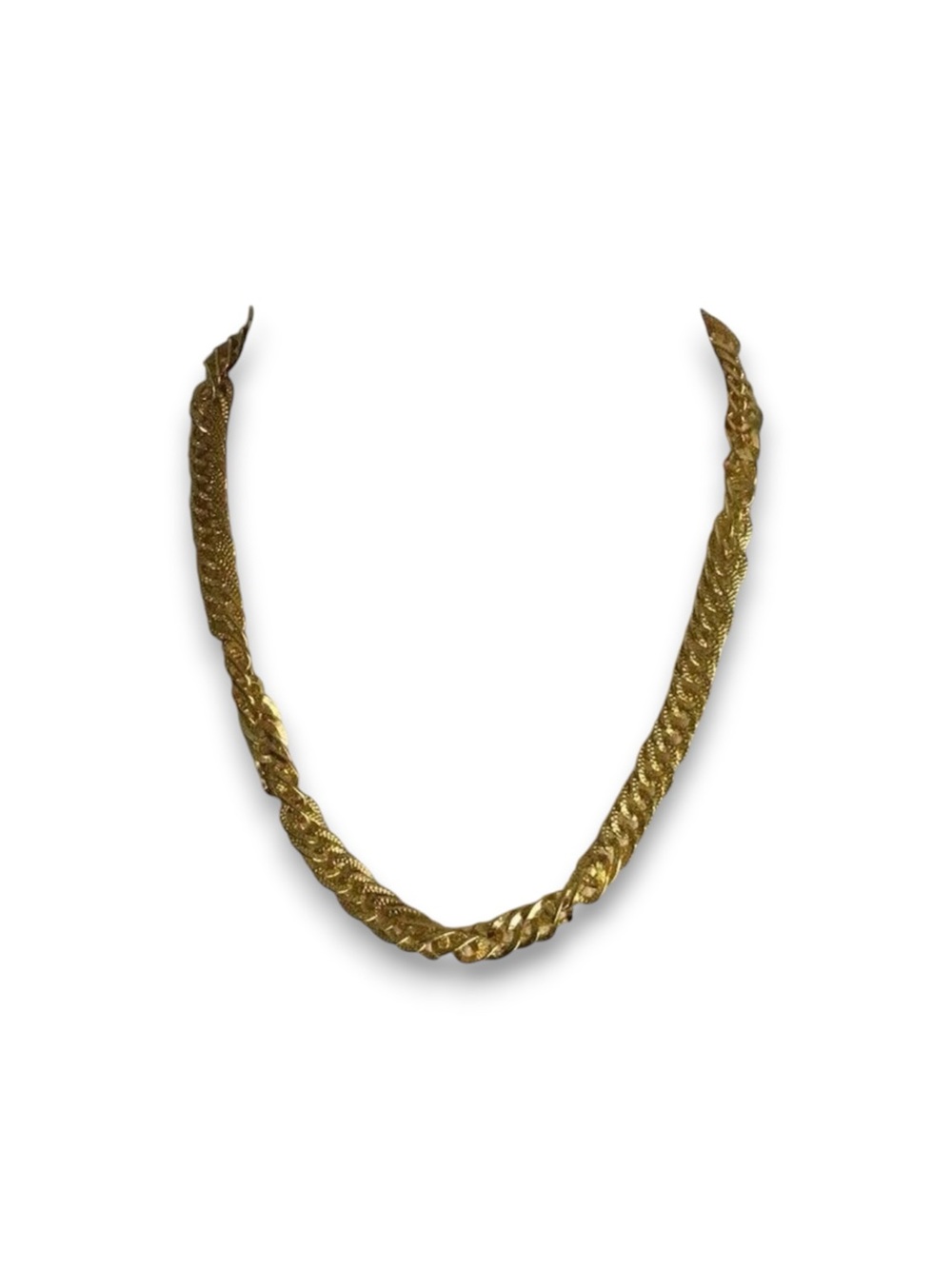 Gold Tone Chunky Chain Necklace Twisted 22in Curb Link Costume Jewelry